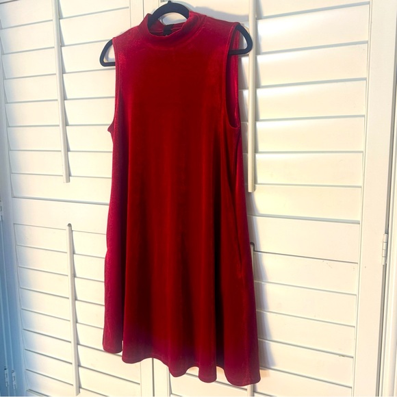 NWT Agnes & Dora Red Mock Neck Swing Tank Velvet Dress XL 16-18 - Picture 2 of 6